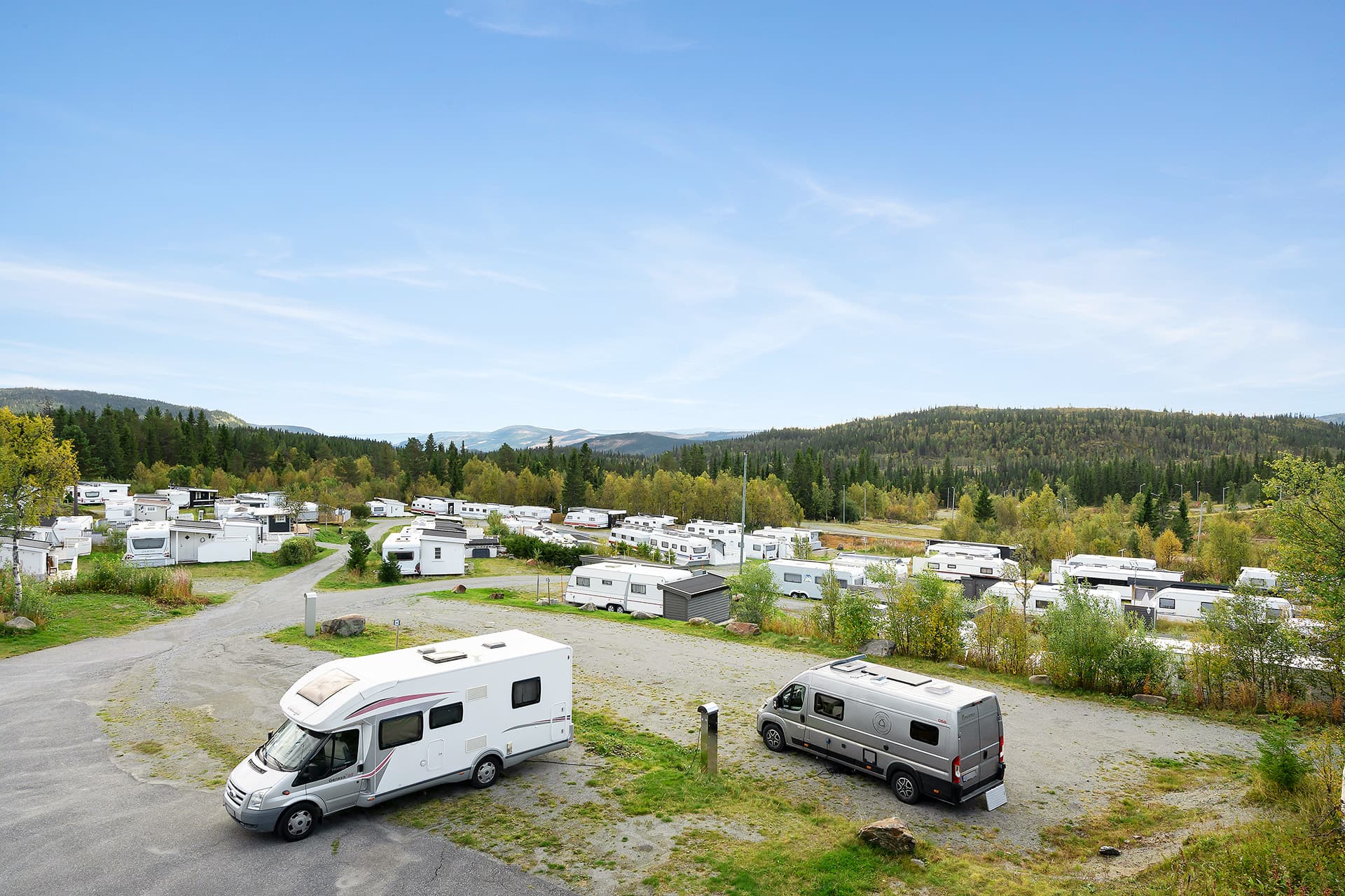 Rymliga husbilsplatser på camping i Beitostølen