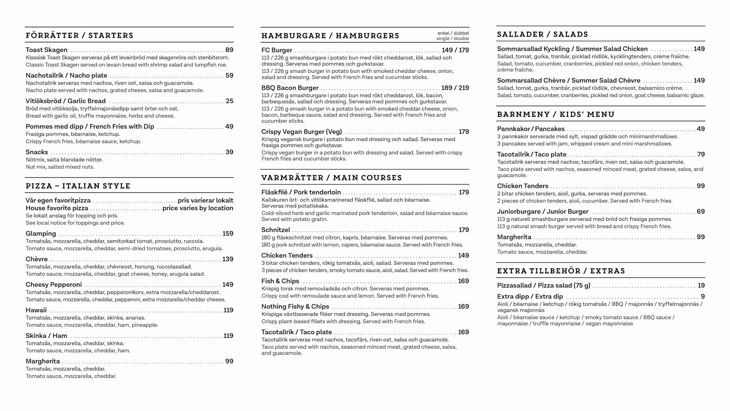 Bistro meny Sverige 2026